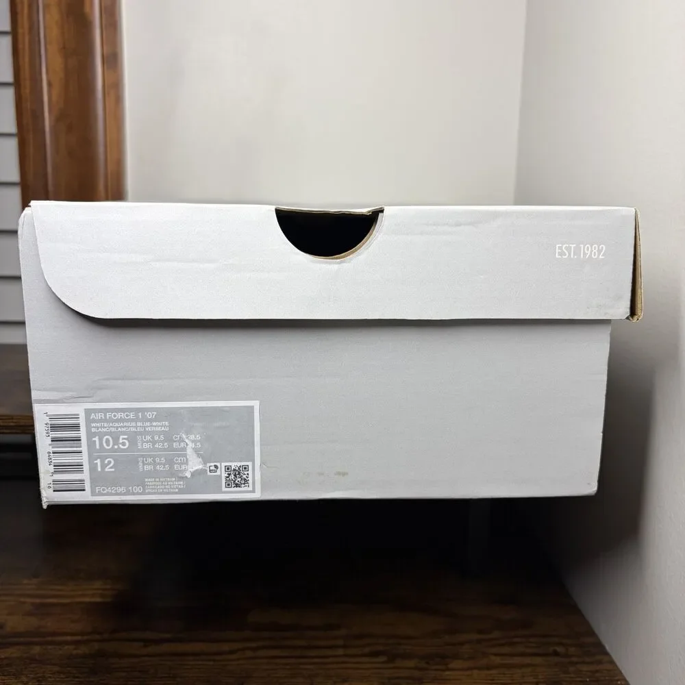 Size 10.5 - Nike Air Force 1 Low '07 White Aquarius Blue (Brand New)